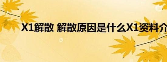 X1解散 解散原因是什么X1资料介绍