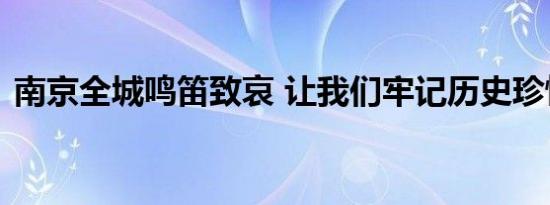 南京全城鸣笛致哀 让我们牢记历史珍惜和平