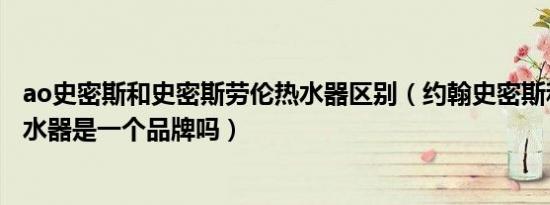 ao史密斯和史密斯劳伦热水器区别（约翰史密斯和史密斯热水器是一个品牌吗）