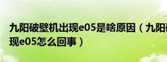 九阳破壁机出现e05是啥原因（九阳破壁机出现e05怎么回事）