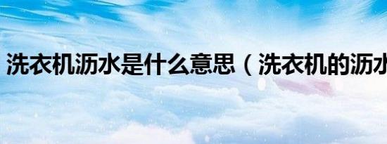 洗衣机沥水是什么意思（洗衣机的沥水作用）