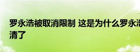 罗永浩被取消限制 这是为什么罗永浩欠款还清了