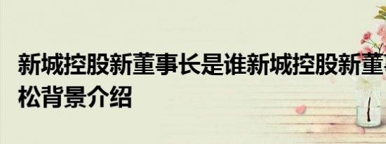 新城控股新董事长是谁新城控股新董事长王晓松背景介绍