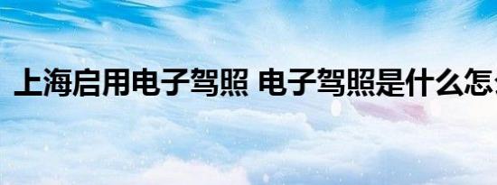 上海启用电子驾照 电子驾照是什么怎么使用
