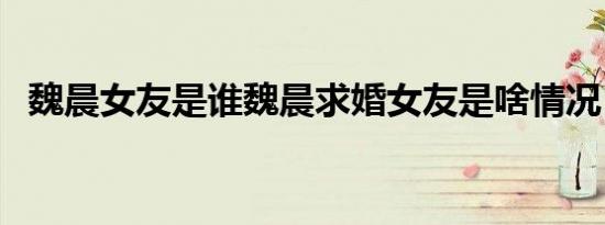 魏晨女友是谁魏晨求婚女友是啥情况（图）