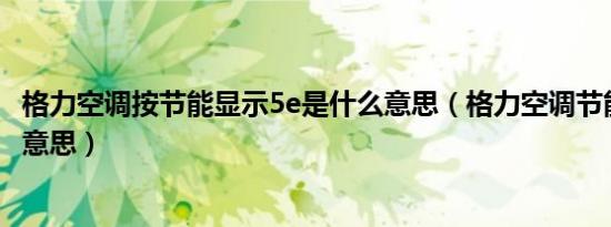 格力空调按节能显示5e是什么意思（格力空调节能5e是什么意思）