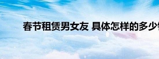 春节租赁男女友 具体怎样的多少钱