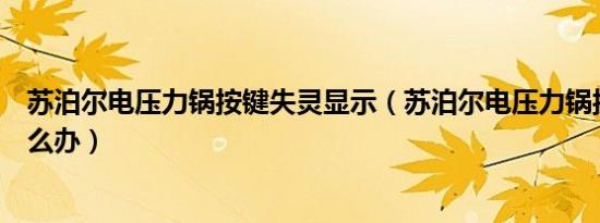 苏泊尔电压力锅按键失灵显示（苏泊尔电压力锅按键失灵怎么办）