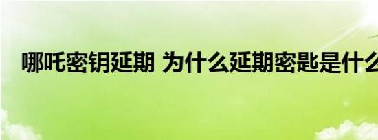 哪吒密钥延期 为什么延期密匙是什么意思
