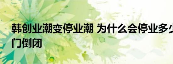 韩创业潮变停业潮 为什么会停业多少店铺关门倒闭