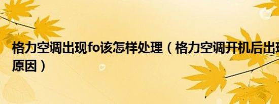 格力空调出现fo该怎样处理（格力空调开机后出现fo是什么原因）