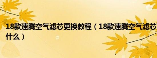 18款速腾空气滤芯更换教程（18款速腾空气滤芯更换教程是什么）