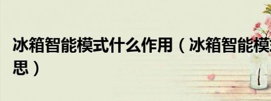 冰箱智能模式什么作用（冰箱智能模式什么意思）