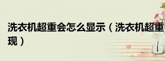 洗衣机超重会怎么显示（洗衣机超重会怎样表现）