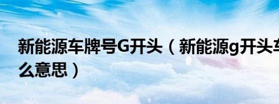 新能源车牌号G开头（新能源g开头车牌是什么意思）