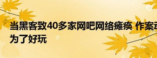 当黑客致40多家网吧网络瘫痪 作案动机竟是为了好玩
