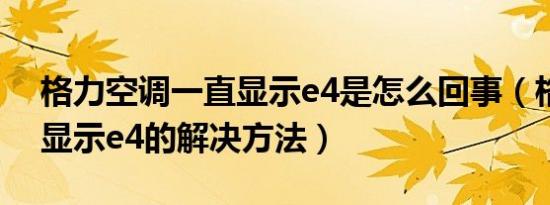 格力空调一直显示e4是怎么回事（格力空调显示e4的解决方法）