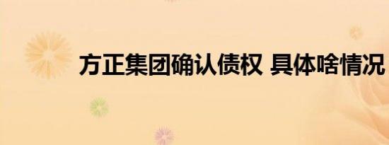 方正集团确认债权 具体啥情况