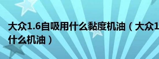 大众1.6自吸用什么黏度机油（大众1.6自吸用什么机油）