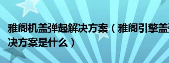 雅阁机盖弹起解决方案（雅阁引擎盖弹起的解决方案是什么）