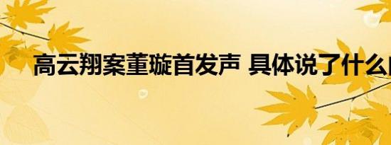 高云翔案董璇首发声 具体说了什么内容