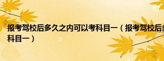 报考驾校后多久之内可以考科目一（报考驾校后多久可以考科目一）