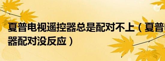 夏普电视遥控器总是配对不上（夏普电视遥控器配对没反应）