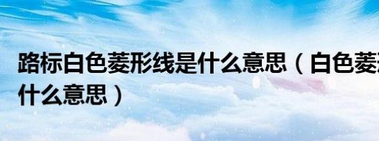 路标白色菱形线是什么意思（白色菱形路标是什么意思）