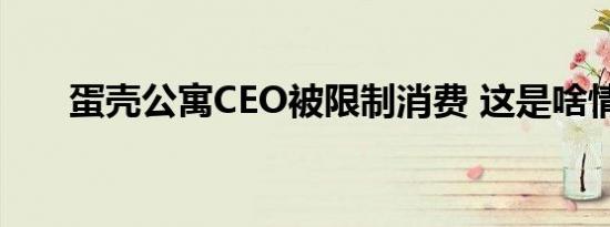 蛋壳公寓CEO被限制消费 这是啥情况