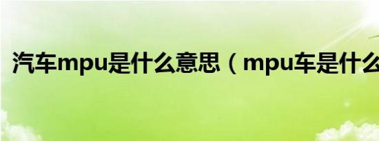 汽车mpu是什么意思（mpu车是什么意思）