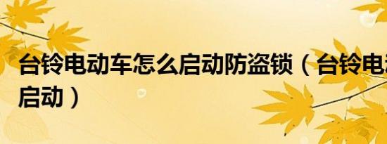 台铃电动车怎么启动防盗锁（台铃电动车怎么启动）