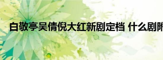 白敬亭吴倩倪大红新剧定档 什么剧附详情