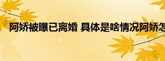 阿娇被曝已离婚 具体是啥情况阿娇怎么说