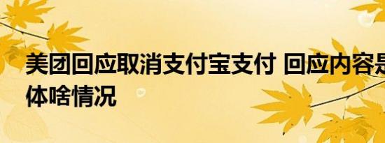 美团回应取消支付宝支付 回应内容是什么具体啥情况