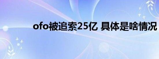 ofo被追索25亿 具体是啥情况