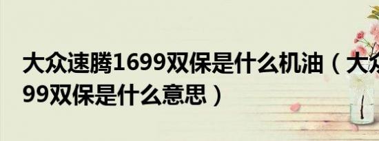 大众速腾1699双保是什么机油（大众速腾1699双保是什么意思）