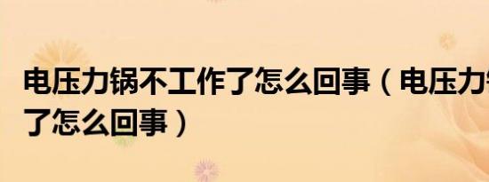 电压力锅不工作了怎么回事（电压力锅不工作了怎么回事）