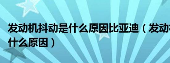 发动机抖动是什么原因比亚迪（发动机抖动是什么原因）
