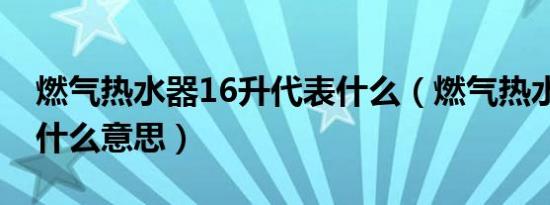 燃气热水器16升代表什么（燃气热水器16升什么意思）