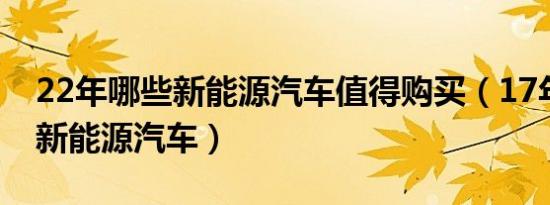22年哪些新能源汽车值得购买（17年有哪些新能源汽车）