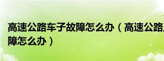 高速公路车子故障怎么办（高速公路上车子故障怎么办）