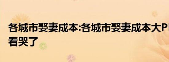 各城市娶妻成本:各城市娶妻成本大PK 单身狗看哭了