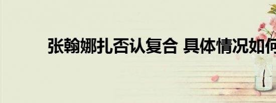 张翰娜扎否认复合 具体情况如何