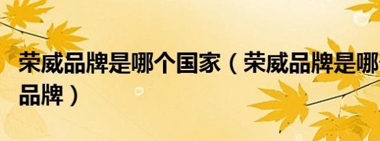 荣威品牌是哪个国家（荣威品牌是哪个国家的品牌）