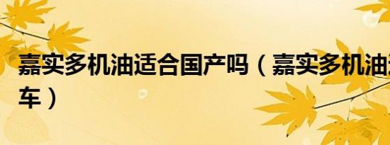 嘉实多机油适合国产吗（嘉实多机油适合什么车）