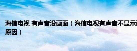 海信电视 有声音没画面（海信电视有声音不显示画面是什么原因）
