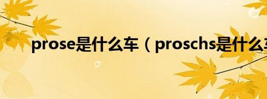 prose是什么车（proschs是什么车）