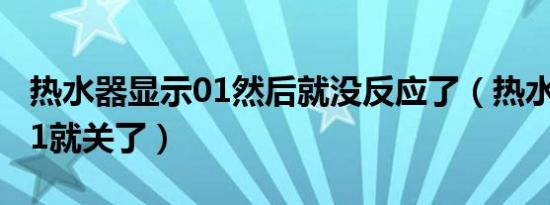 热水器显示01然后就没反应了（热水器显示01就关了）