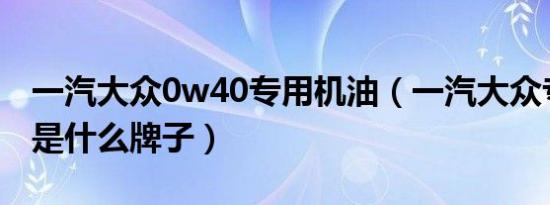 一汽大众0w40专用机油（一汽大众专用机油是什么牌子）