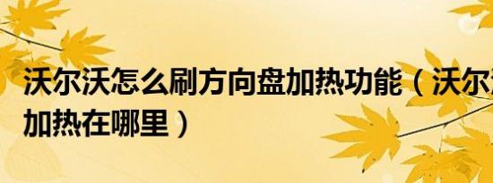 沃尔沃怎么刷方向盘加热功能（沃尔沃方向盘加热在哪里）